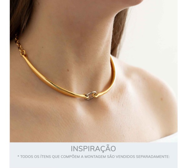 Colar Ouro com Detalhe Central Níquel 130mm