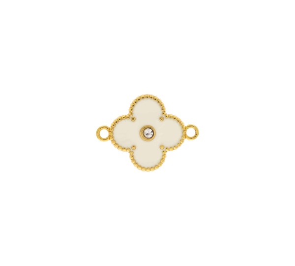Pingente Trevo Ouro com Off White 18mm