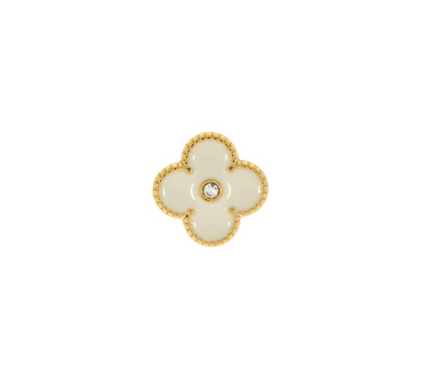 Brinco Trevo Dourado com Off White 18mm