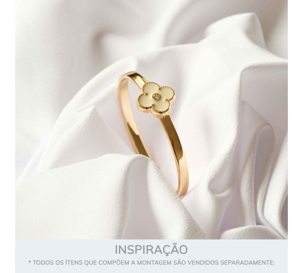 Bracelete Dourado Trevo Off White 68mm