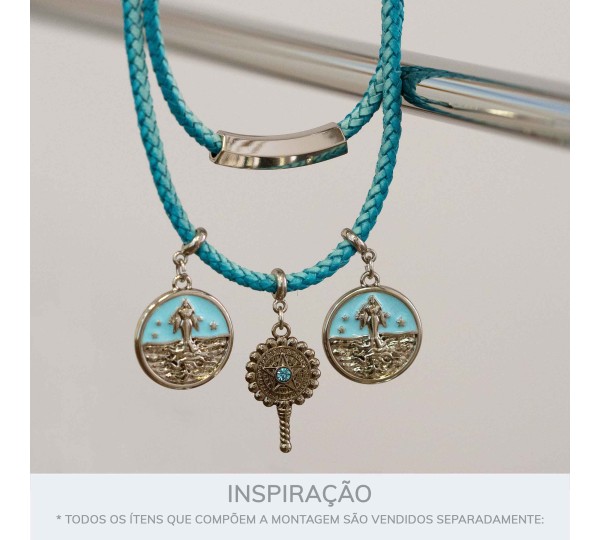 Pingente Iemanjá Níquel com Azul 26mm