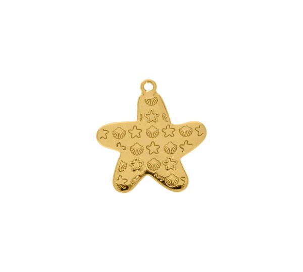 Pingente Estrela do Mar Ouro com Amarelo 34mm