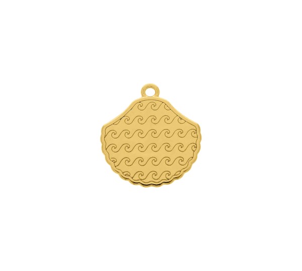 Pingente Concha Dourado com Rosa 28mm
