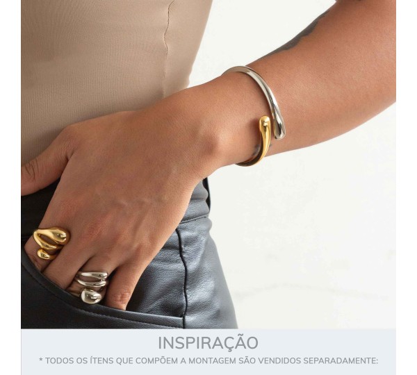 Bracelete Dourado e Prata Gota 69mm