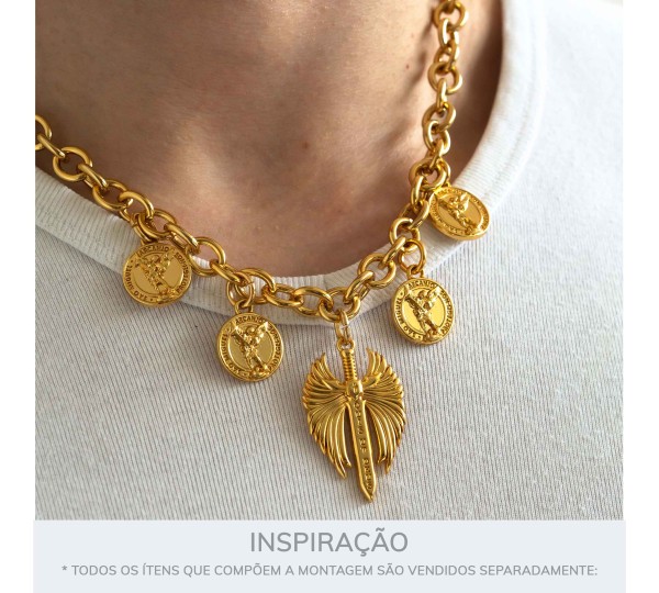 Pingente São Miguel Arcanjo Ouro 17mm