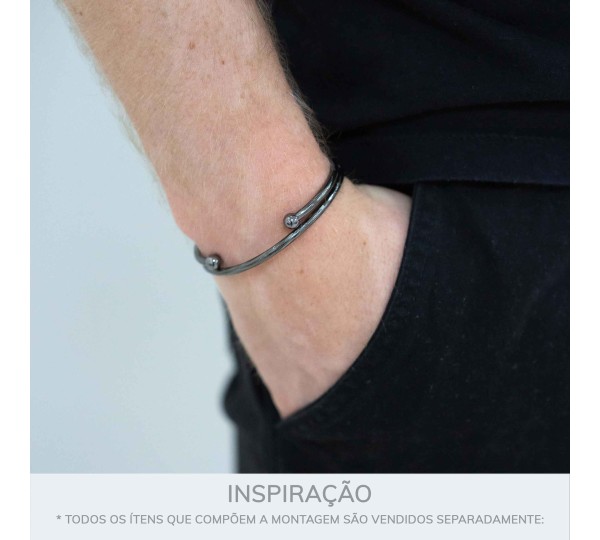 Bracelete Masculino Grafite 68mm