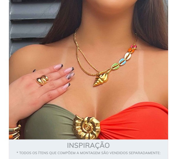 Pingente Concha Dourado 51mm