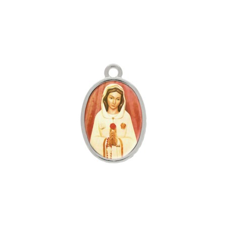 Pingente Medalha Rosa Mística Níquel 23mm
