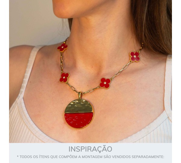 Maxi Pingente Duo Ouro com Vermelho 54mm