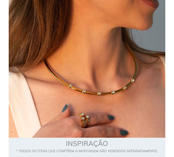 Colar Dourado Shine 134mm