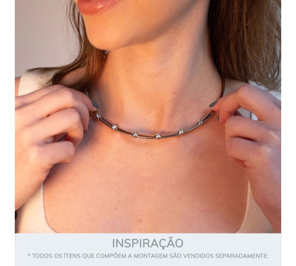 Colar Prateado Shine 134mm