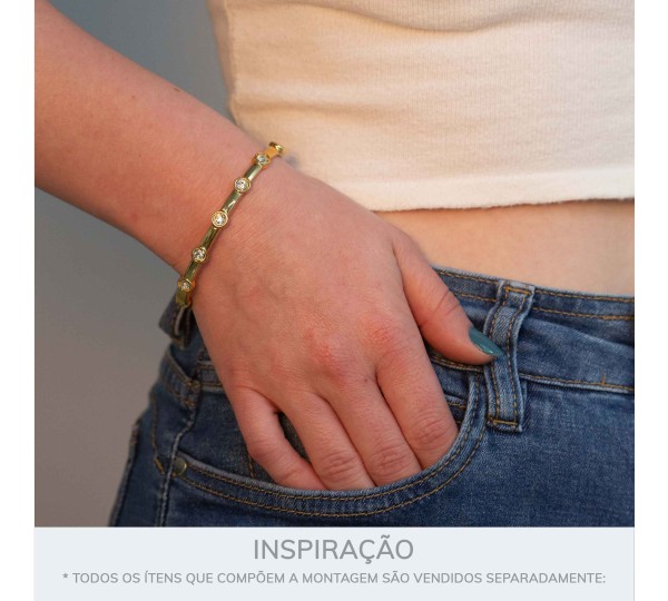 Bracelete Dourado Shine com Strass 68mm