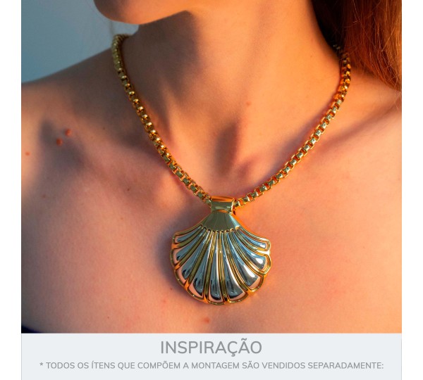 Pingente Concha do Mar Ouro com Níquel 29mm