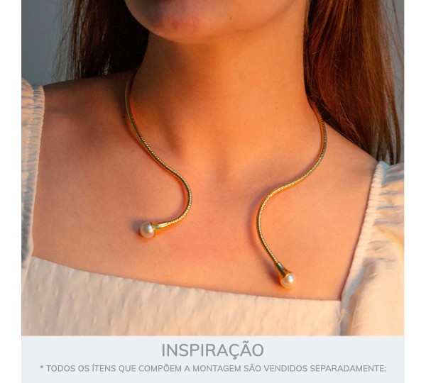 Colar Dourado com Pérola Luxo 132mm