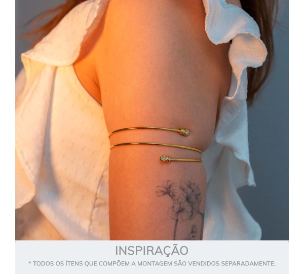 Bracelete de Braço Dourado com Strass 84mm