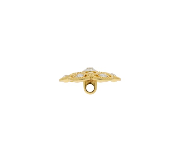 Botão de metal Ouro com Strass 25mm