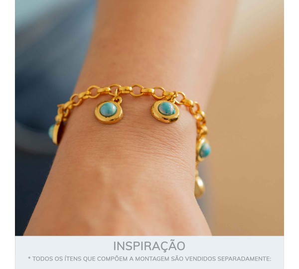 Pingente Ouro com Azul Perolizada 13mm