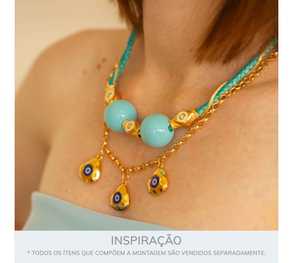 Pingente Olho Grego Orgânico Ouro 23mm