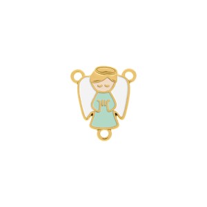 Entremeio Terço Anjo Ouro com Verde 23mm