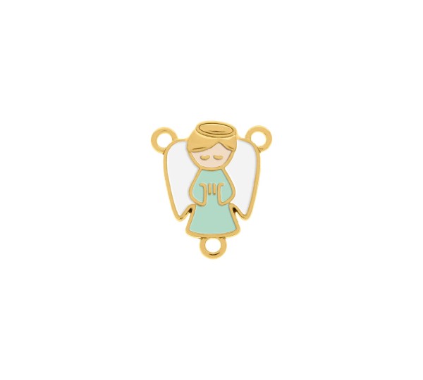Entremeio Terço Anjo Ouro com Verde 23mm
