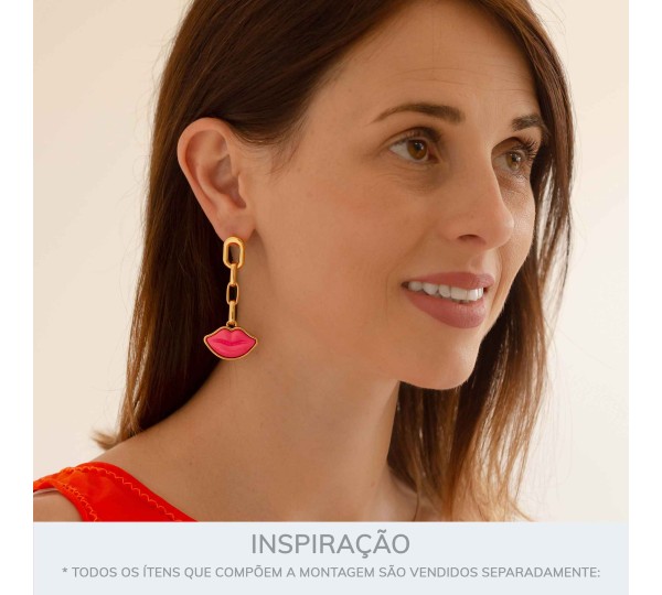 Pingente Boca Ouro com Pink 25mm