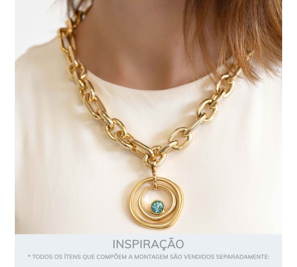 Pingente Precioso Ouro com Azul 52mm