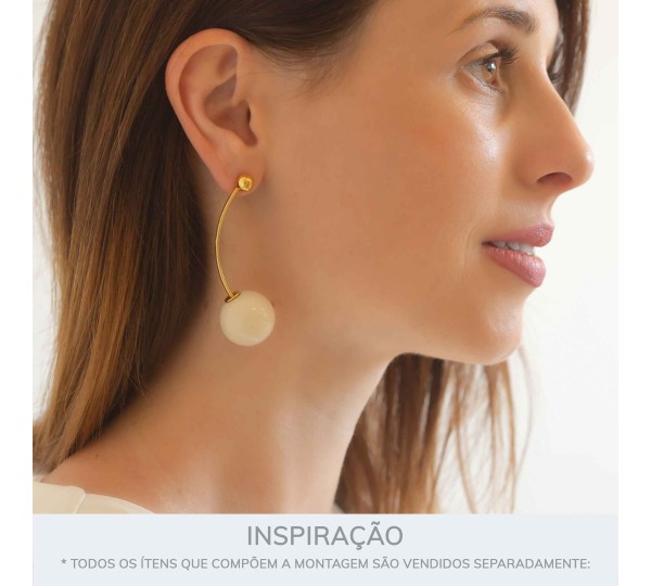 Brinco Esferas Dourado com Off White
