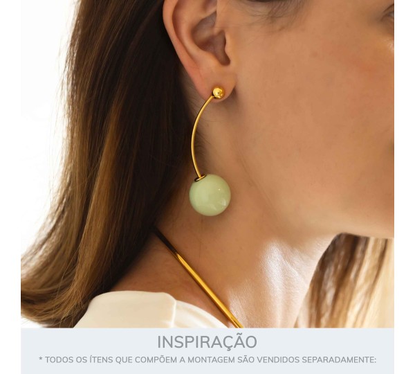 Brinco Esferas Dourado com Verde Menta