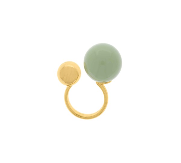 Maxi Anel Dourado Esferas com Verde Menta N° 20