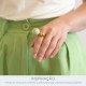 Maxi Anel Dourado Esferas com Verde Menta N° 20