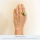 Maxi Anel Dourado Esferas com Verde Menta N° 20