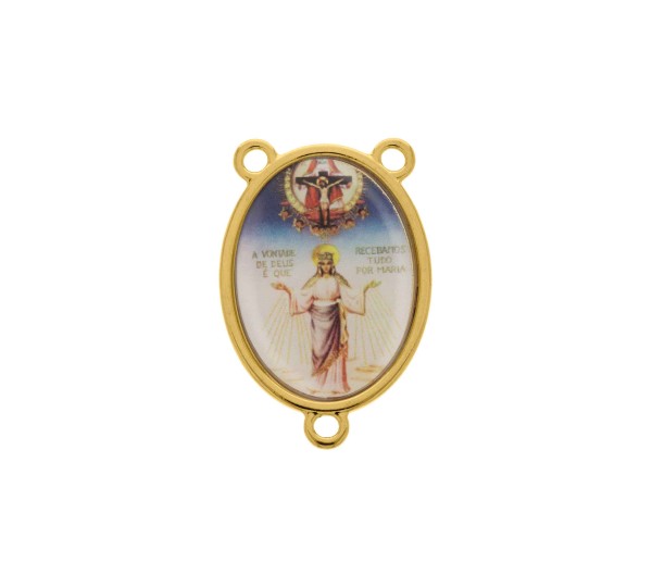Entremeio Terço Nossa Senhora Medianeira Ouro 30mm