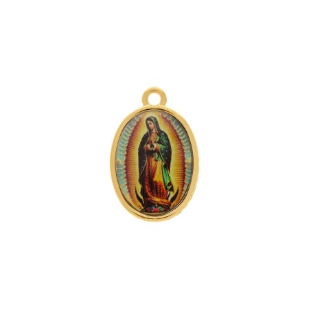 Pingente Medalha Nossa Senhora de Guadalupe Ouro 23mm