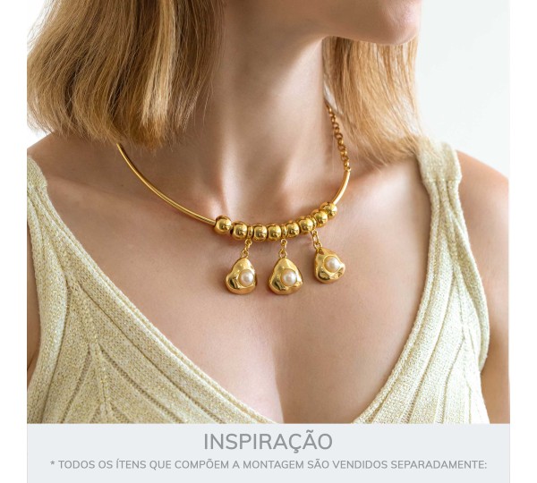 Pingente Orgânico Ouro com Pérola 23mm