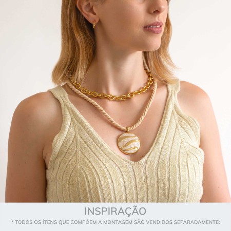 Pingente Fluidez Ouro com Pérola 51mm