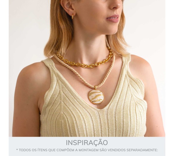 Pingente Fluidez Ouro com Pérola 51mm