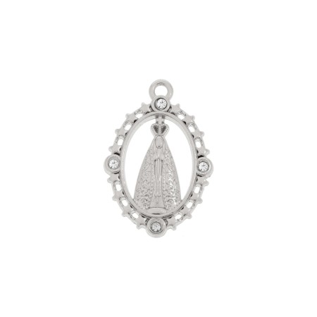 Pingente Oval Níquel Nossa Senhora Aparecida 33mm