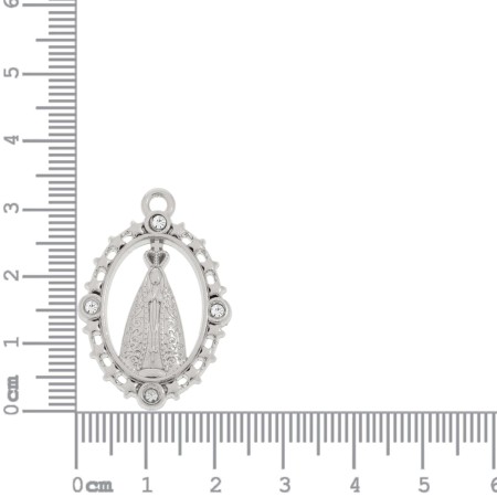 Pingente Oval Níquel Nossa Senhora Aparecida 33mm