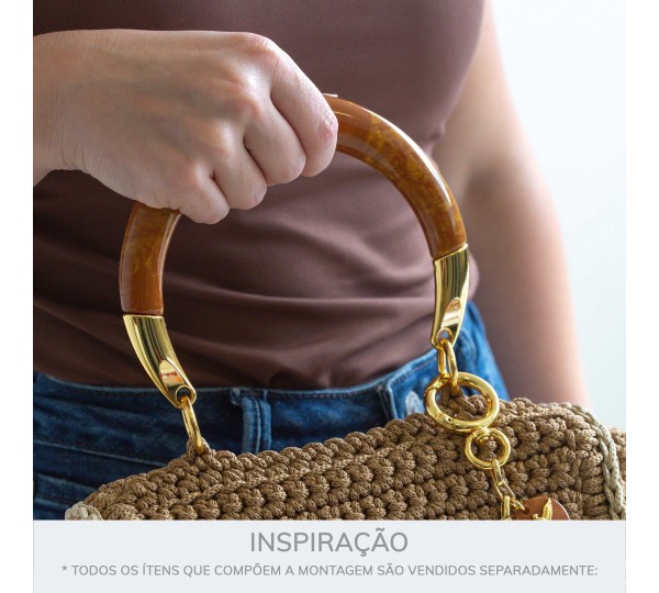 Alça para Bolsa Caramelo com Ponteira Ouro 140mm