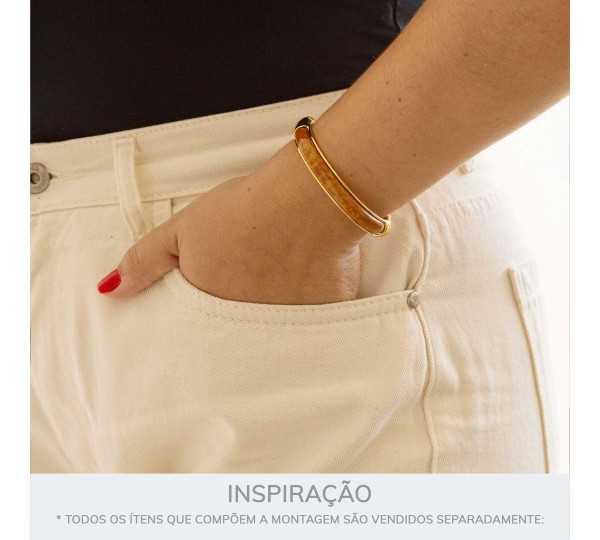 Bracelete Dourado com Caramelo Mesclado 68mm