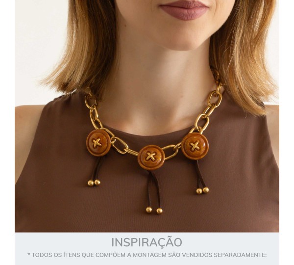 Botão de Costura Ouro com Caramelo Mesclado 26mm