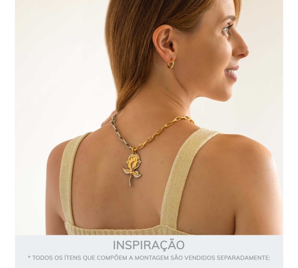 Pingente Botão de Rosa Ouro com Níquel 50mm
