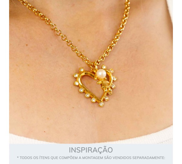 Pingente Menina Ouro com Pérola 23mm