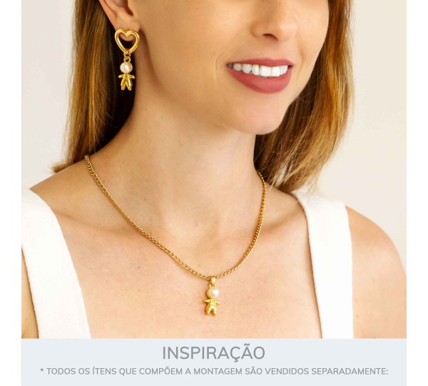 Pingente Menino Ouro com Pérola 23mm