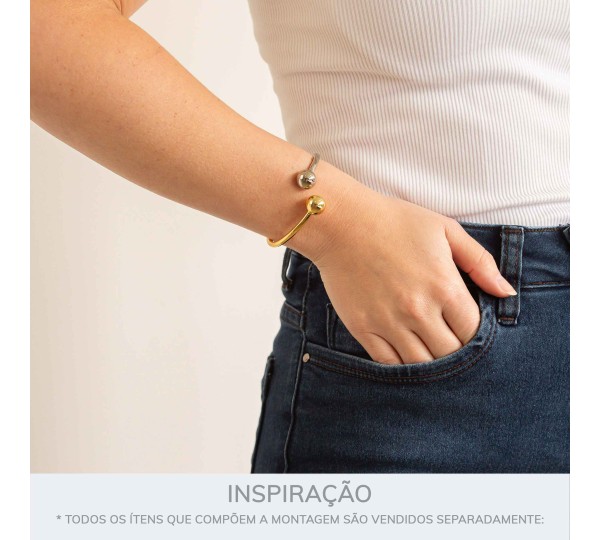 Bracelete Esferas Duo Ouro e Níquel 65mm