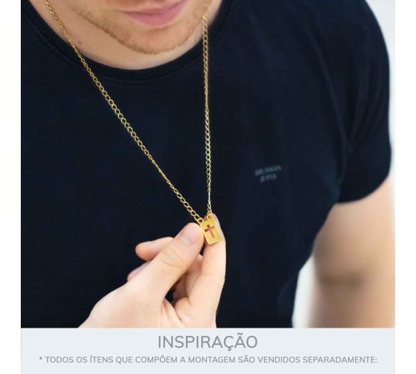 Pingente Escapulário Cruz Vazada Ouro 23mm