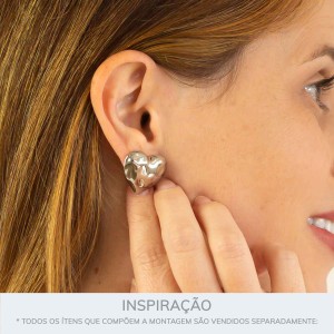 Brinco Coração Martelado Níquel 20mm