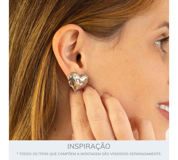 Brinco Coração Martelado Níquel 20mm