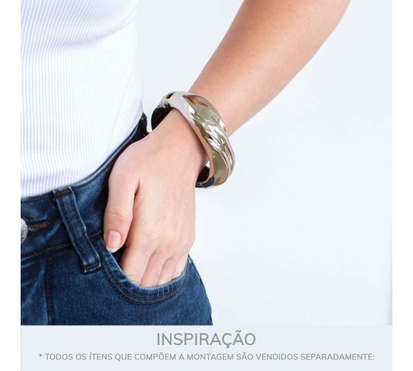 Maxi Bracelete Orgânico Prateado 77mm