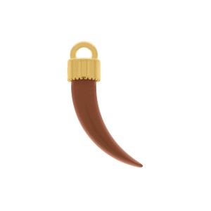 Pingente Dente de Sabre Ouro com Marrom 42mm